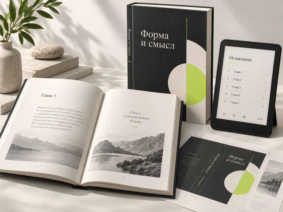 Макет книги для печати, EPUB и обложка — пример формата результата