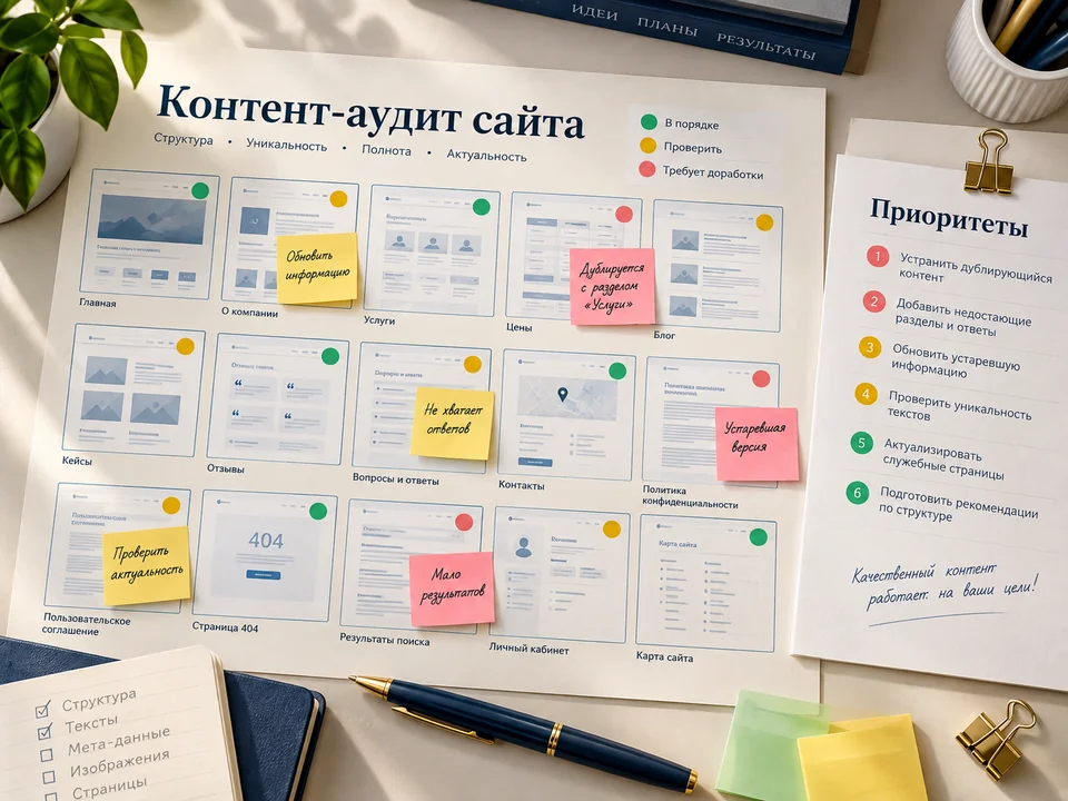 Контент-аудит сайта для студии маникюра — иллюстрация услуги на заказ