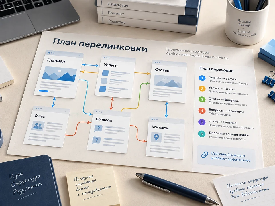 План перелинковки для студии маникюра — иллюстрация услуги на заказ