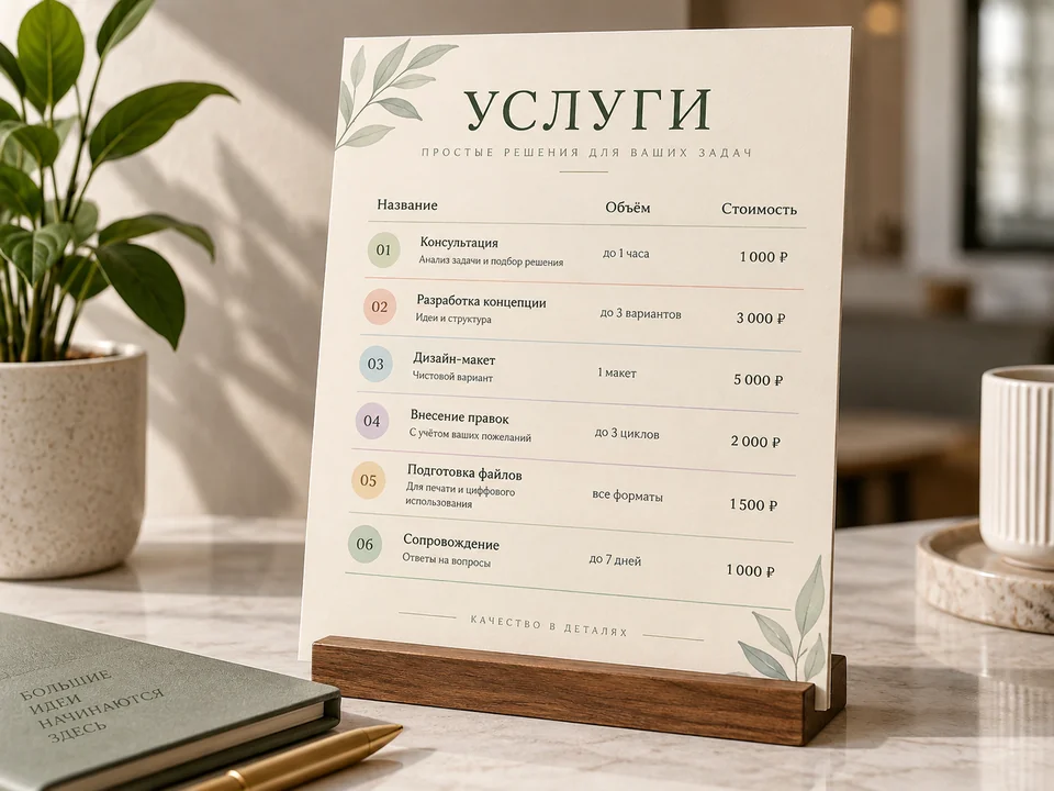 Прайс-лист для фотографа — иллюстрация услуги на заказ