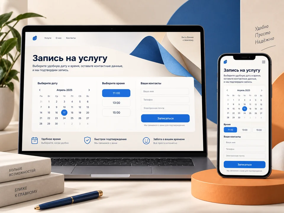 Страница записи на услугу для бюро переводов — иллюстрация услуги на заказ
