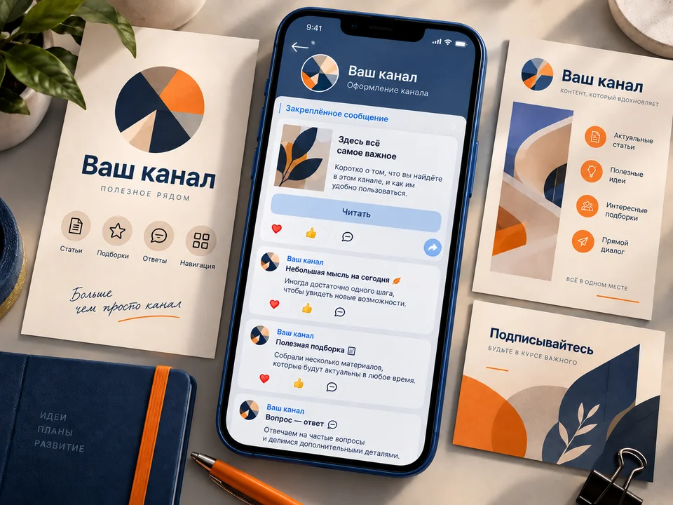 Оформление Telegram-канала для студии бровей — иллюстрация услуги на заказ