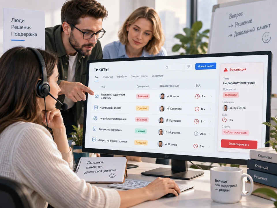Служба поддержки в Usedesk с правилами SLA — пример формата результата
